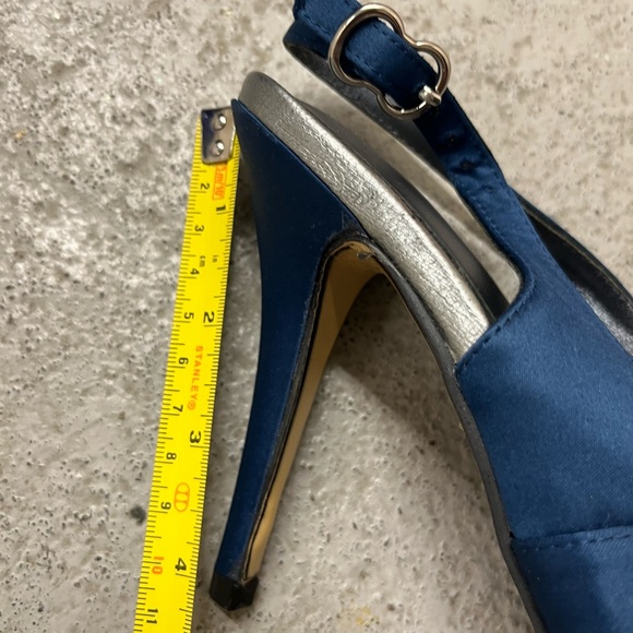 Pedro Miralles navy satin sling backs - Picture 15 of 16